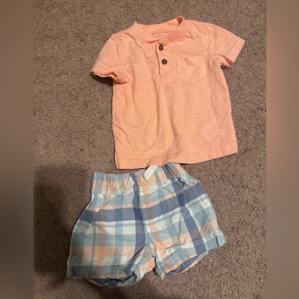 Carter's 3-6M Pastel Plaid outfit set